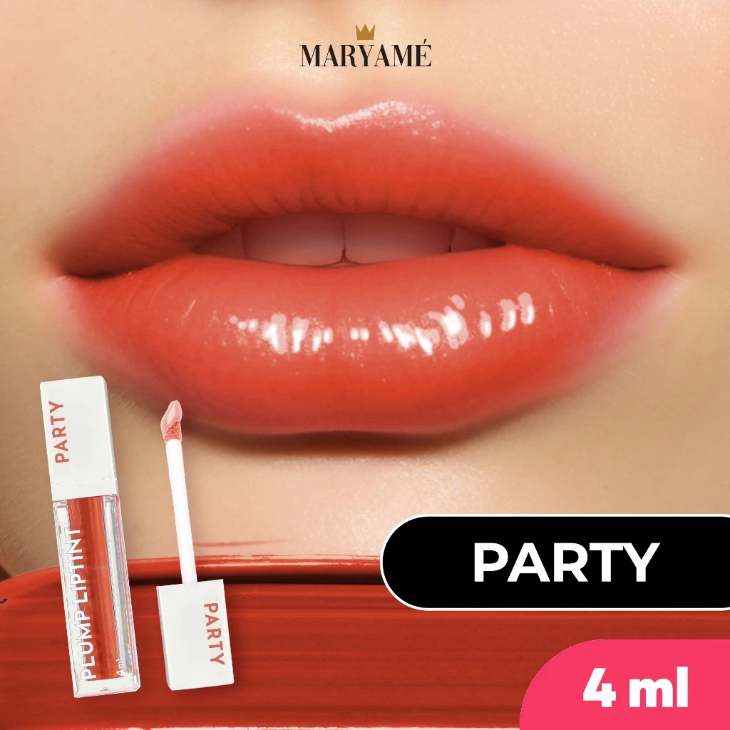 [4ML] Maryame Plump Lip Tint Party Mengandung Hyaluronic & Tecopheryl Acetate (Vitamin E) Lipstik